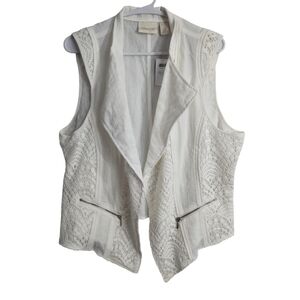 Chicos Open Front Lace Mix‎ Pattern Boho Rodeo Western Romantic Ranch Vest L